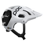 POC Tectal Race MIPS Mountain Bike Helmet, hydrogen white / uranium black, profile view.