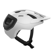 POC Axion Race MIPS Mountain Bike Helmet, hydrogen white / uranium black, profile view.