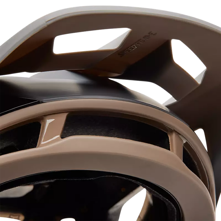 Fox Speedframe Pro MIPS Mountain Bike Helmet, Klif mocha, visor view.