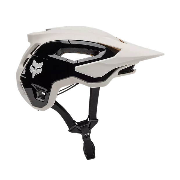 Fox Speedframe Pro MIPS Mountain Bike Helmet, Vintage white, profile view.
