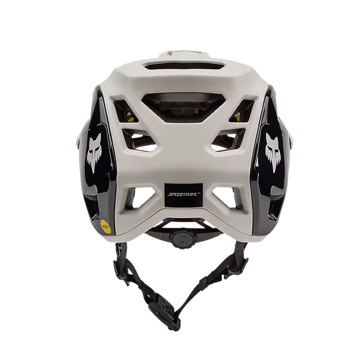 Fox Speedframe Pro MIPS Mountain Bike Helmet, Vintage white, back view.