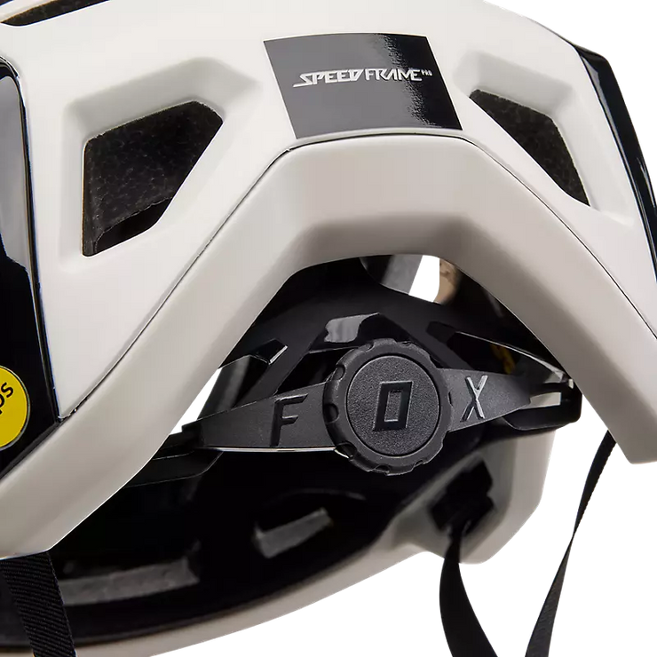 Fox Speedframe Pro MIPS Mountain Bike Helmet, Vintage white, head size adjustment view.