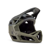 Fox Proframe Full-Face Mountain Bike Helmet, clyzo olive green, full view.