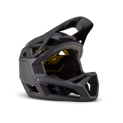Fox Proframe Youth Full-Face Mountain Bike Helmet, matte black, full view.