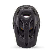 Fox Proframe Youth Full-Face Mountain Bike Helmet, matte black, top view.