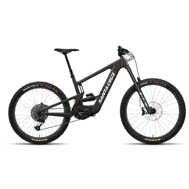 2024 Santa Cruz Bullit 3 CC MX S-Kit — Mixed Wheels, gloss carbon and blue, full view. 