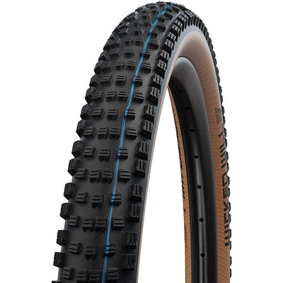 Schwalbe Wicked Will Super Race Mountain Bike Tire 29 x 2.4, black/tan, full view.