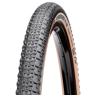 Maxxis Rambler Tire 700 x 45, Tubeless, Folding, Black/Dark Tan, Dual, EXO, Gravel Tire