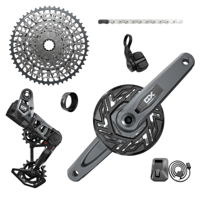 SRAM GX Eagle T-Type Ebike AXS Groupset - 160mm ISIS Crank Arms for Bosch, 36T Ring/Clip-On Guard, Derailleur, Shifter, 10-52t Cassette, full view