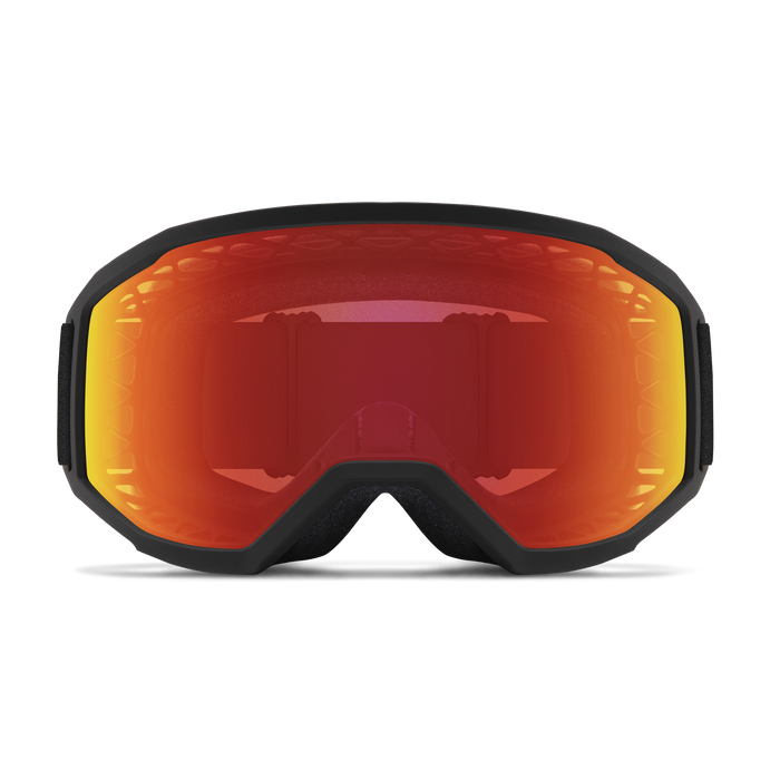 Smith Loam MTB Goggles, Black  w/ Red Mirrored Lenses, front view.