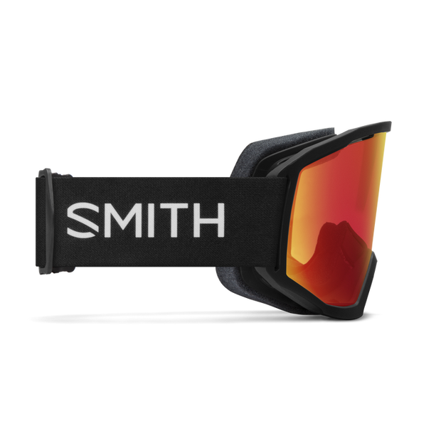 Smith Loam MTB Goggles, Black  w/ Red Mirrored Lenses, opposite profile view.