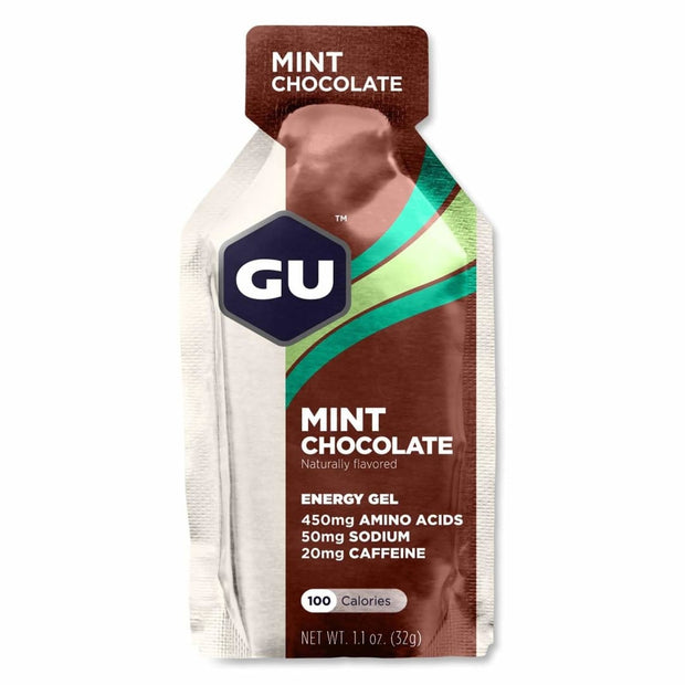 Gu Energy Gel Mint Chocolate, full view. 