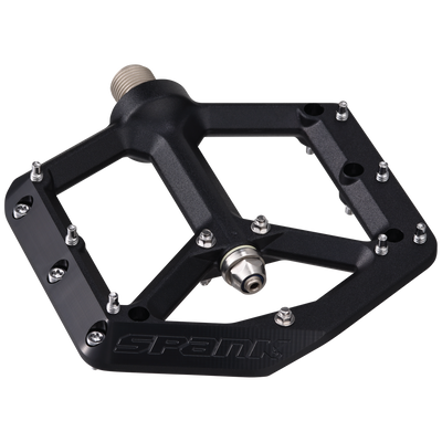 Spank Spike Reboot Pedals, black, full view.