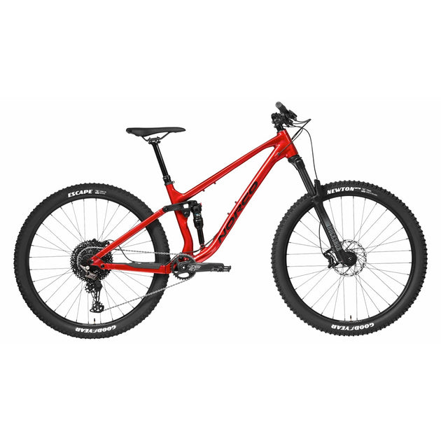 Red full cheap suspension bike