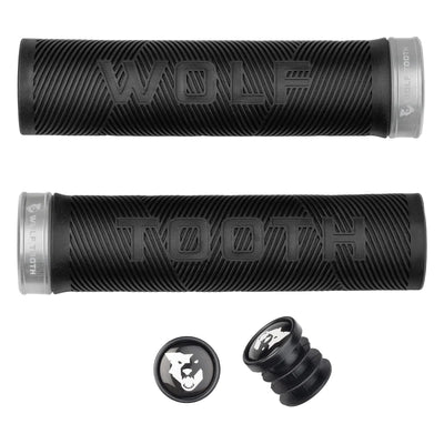 Wolf Tooth Components Echo Grip, silver, full view.