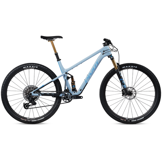 2024 Pivot Mach 4 SL Pro X0 AXS Alloy Wheels, ice blue,  full view.