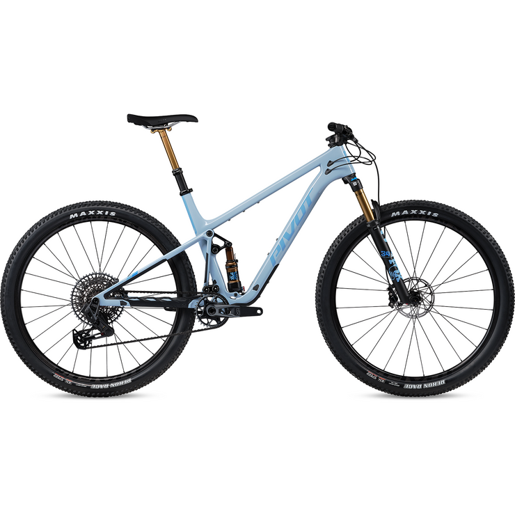 2024 PIVOT MACH 4 SL Pro X0 Eagle — XC Build, Carbon Wheels, ice blue, full view.