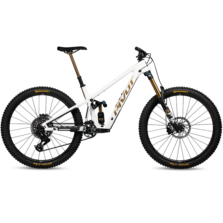 Pivot Firebird V5 Pro X0 Eagle 29 w/ carbon wheels, white gold, full view