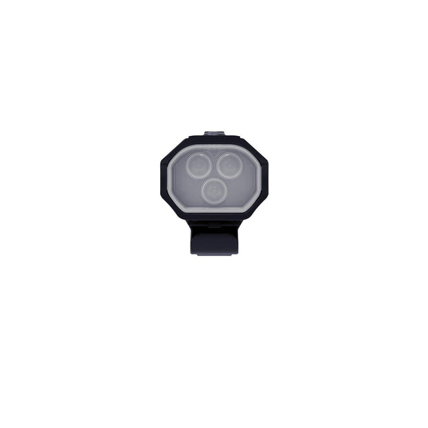 Lezyne KTV Drive Pro 300+ Headlight, black, head-on view.