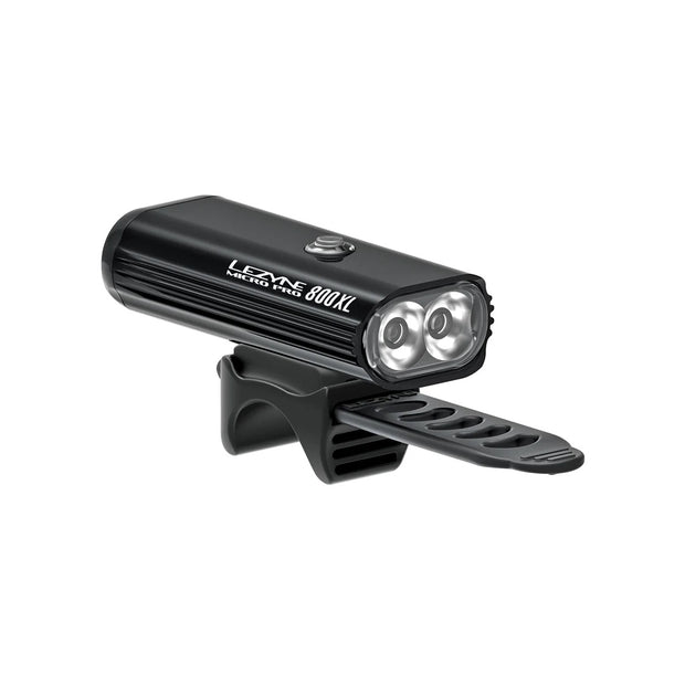 Lezyne MicroDrive+ 800 Front, black, full view.