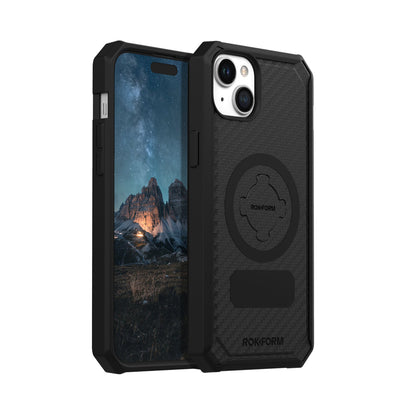 Rokform Rugged iPhone 15 Plus Phone Case, full view.