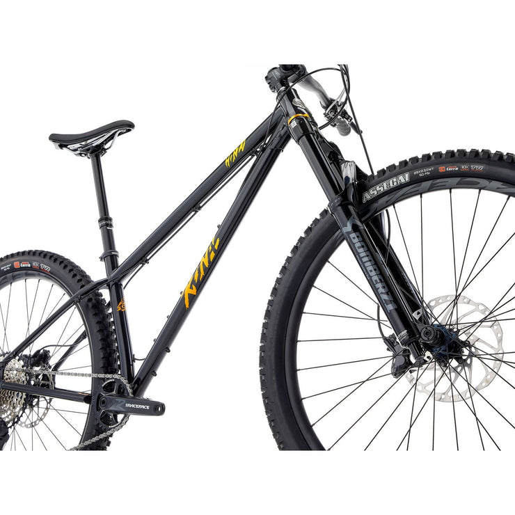 2023 Kona Honzo ESD, gloss black, close-up view.