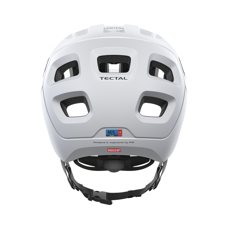 POC Tectal Mountain Bike Helmet, white, back view.