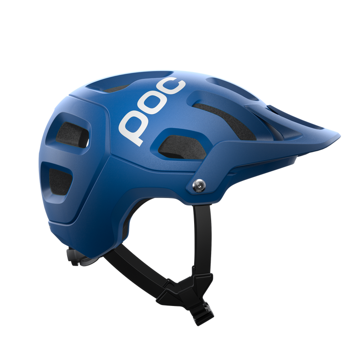 POC Tectal Mountain Bike Helmet, blue, profile view.