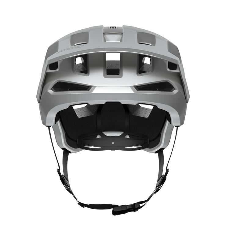 POC Kortal Race MIPS Mountain Bike Helmet, Silver / Uranium Black Matte, front view.