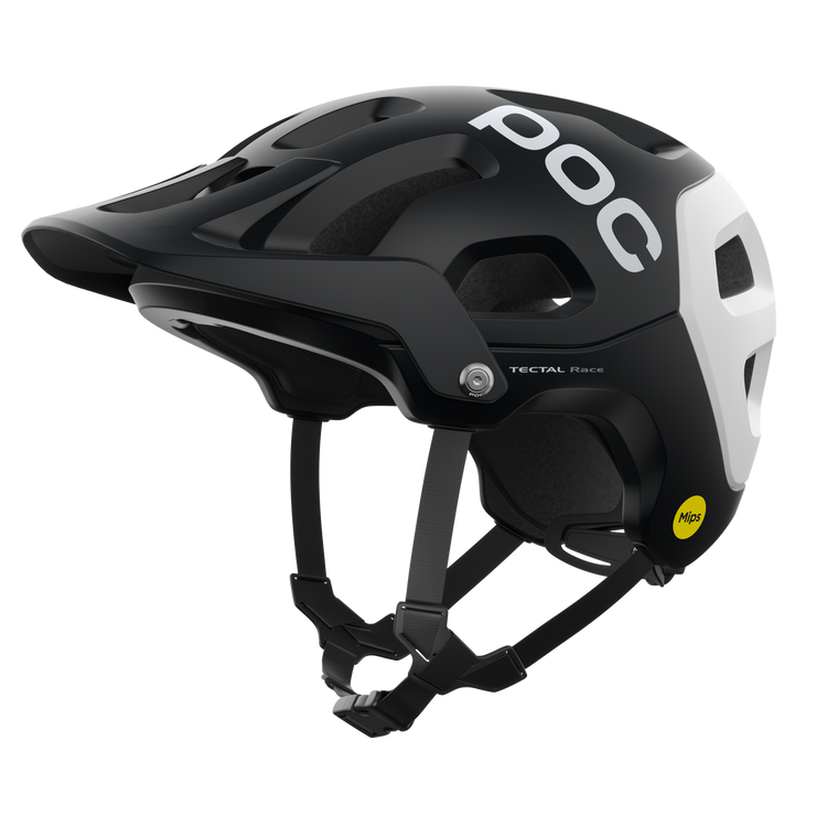 POC Tectal Race MIPS Mountain Bike Helmet, uranium black / hydrogen white, full view.