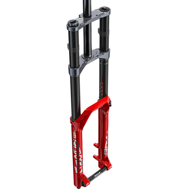 RockShox BoXXer Ultimate C2 200mm 27.5" Mountain Bike Fork, red, full view.