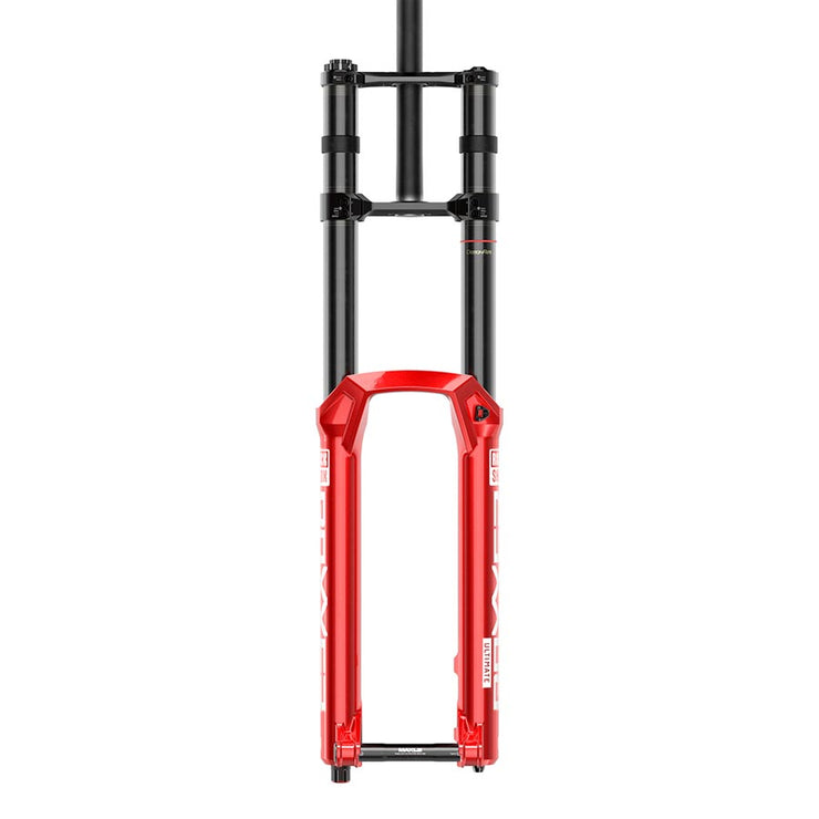 RockShox BoXXer Ultimate D1 200mm Mountain Bike Fork, red, full view. 