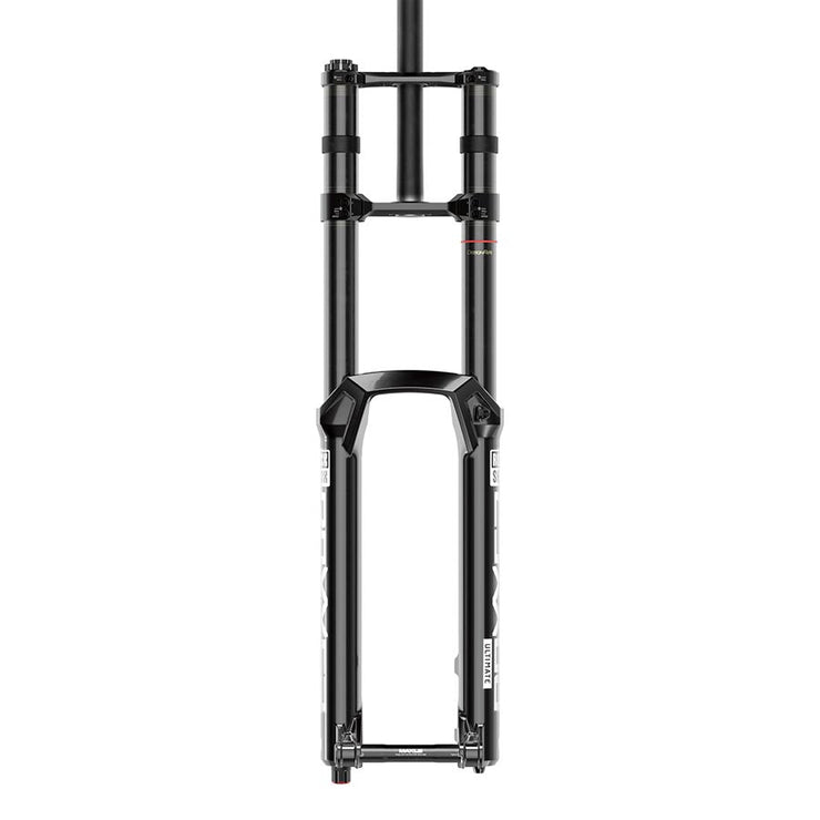 RockShox BoXXer Ultimate D1 200mm Mountain Bike Fork, black, full view. 