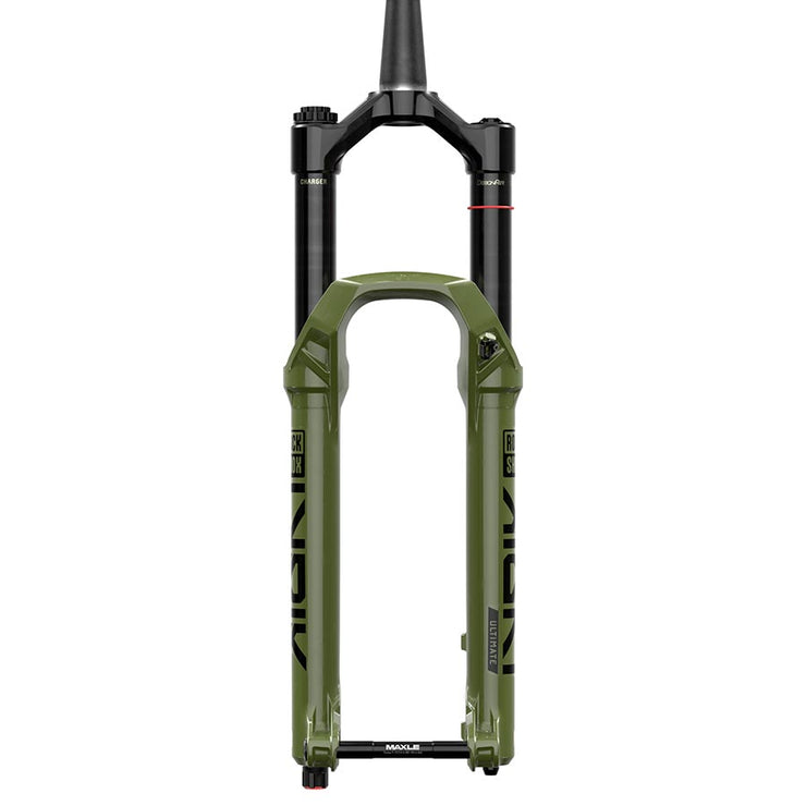 RockShox Lyrik Ultimate Charger 3.1 RC2 Suspension Fork - 27.5”, 160mm, 15x110mm, Green, 44mm Offset, D2, head-on view.