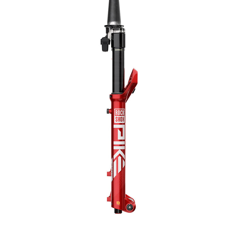 RockShox Pike Ultimate Flight Attendant Fork, Electric Red, side view.