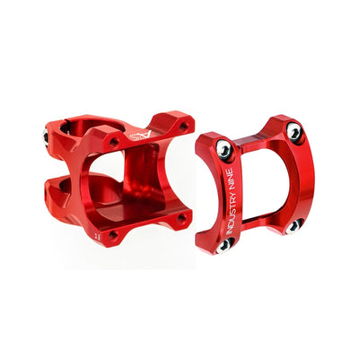 Industry Nine A35 40mm 9° Mountain Bike Stem, red, full view.