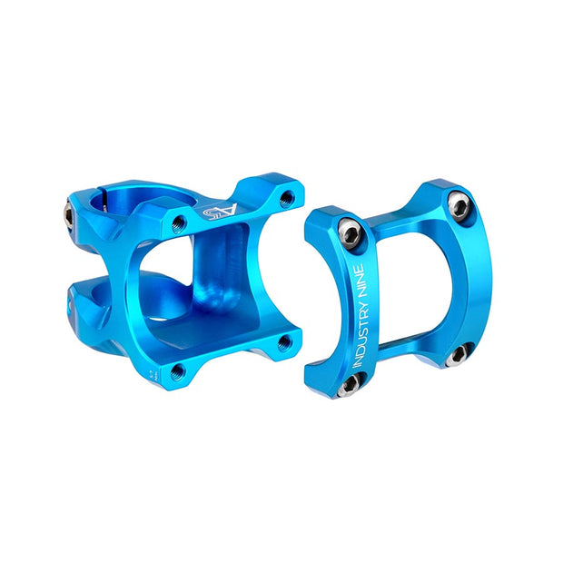 Industry Nine A35 8° 40mm Mountain Bike Stem, light blue, full view.