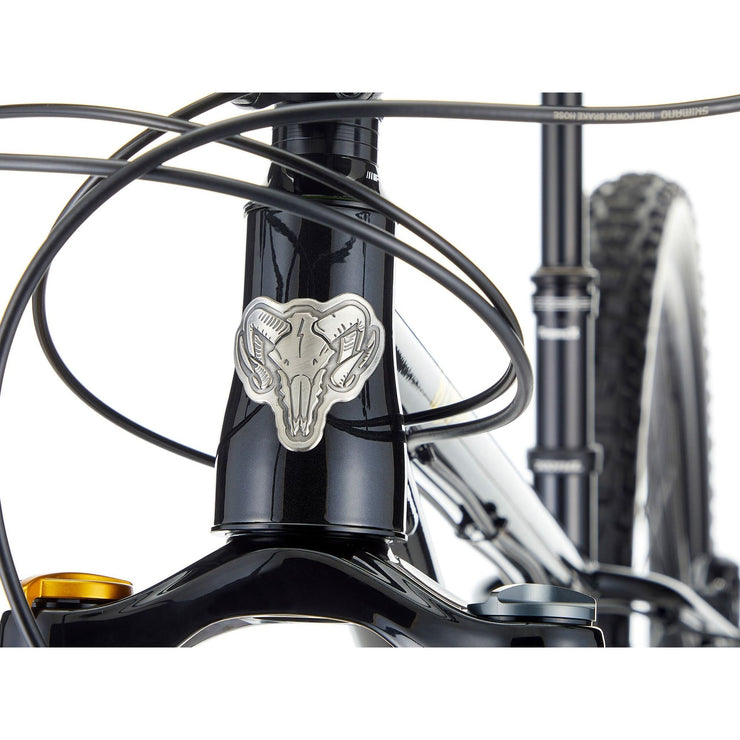 2023 Kona Honzo ESD, gloss black, head tube view.