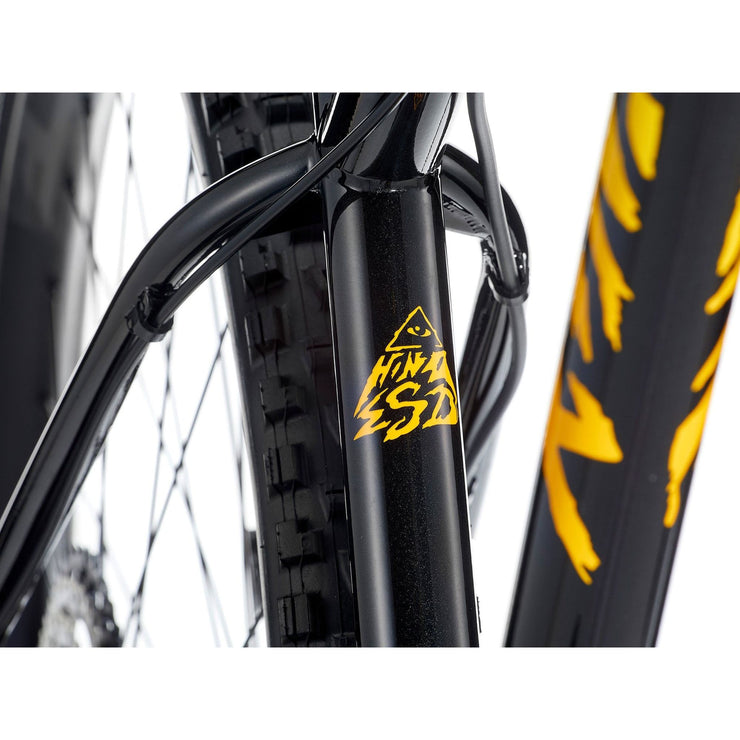 2023 Kona Honzo ESD, gloss black, seat tube view.