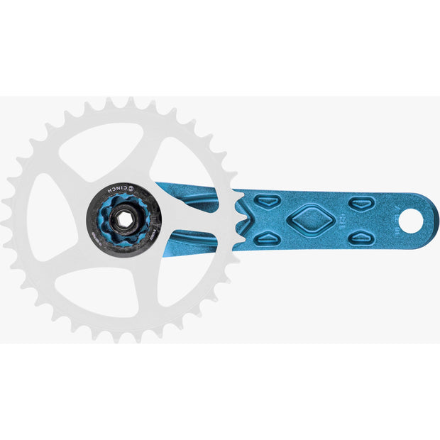 RaceFace Atlas Crankset, blue, inner crank arm view.