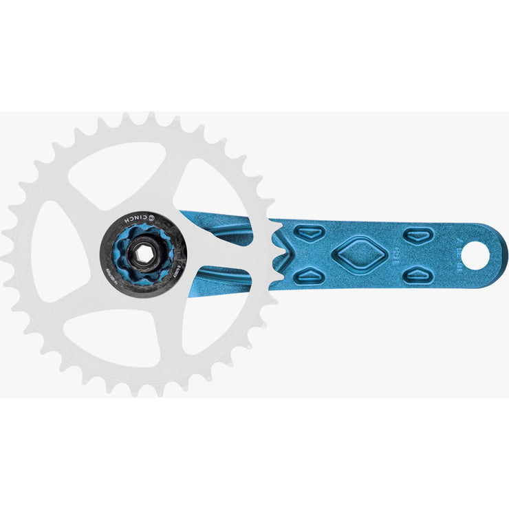 RaceFace Atlas Crankset, blue, inner crank arm view.