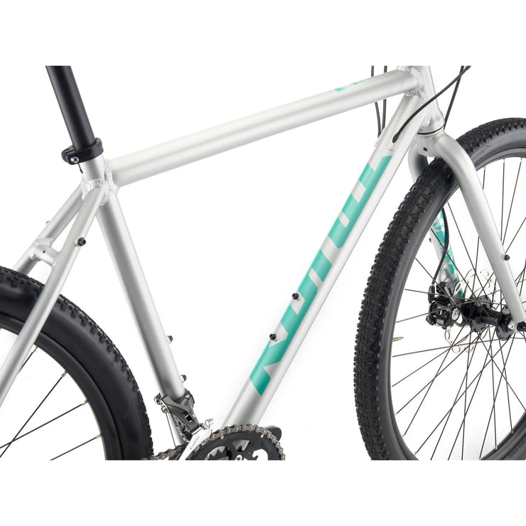 2023 Kona Rove AL 650, silver, top tube view.