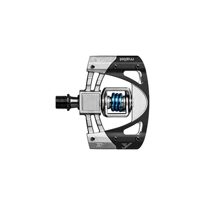 Crankbrothers Mallet 3 Dual Sided Clipless Platform Pedals - Raw/ Black/ Blue, full view.