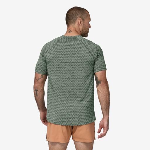 Patagonia Men's Ridge Flow Shirt, hemlock green, back view on model.