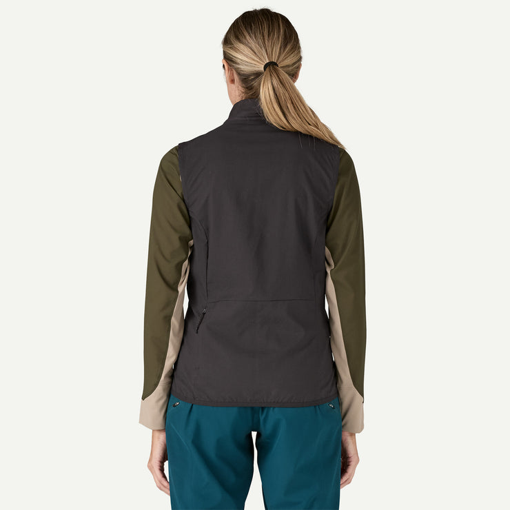 Patagonia Women's Trail Craft Vest, black, back view on model.