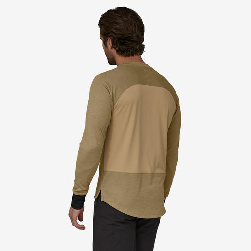 Patagonia Men's Long Sleeve Dirt Craft Jersey, tan, back view on model.