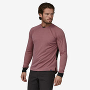 Patagonia Men's Long Sleeve Dirt Craft Jersey, evening mauve, front view on model.