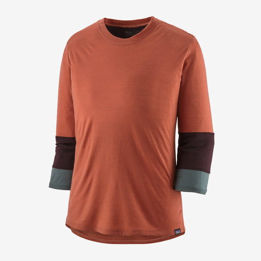 Patagonia Women's Merino 3/4-Sleeved Bike Jersey, burl red, full view.