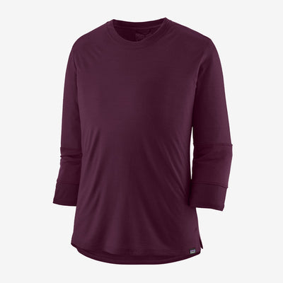 Patagonia Women's Merino 3/4-Sleeved Bike Jersey, night plum, full view.