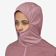 Patagonia Women's Airshed Pro Pullover, evening mauve, hood view